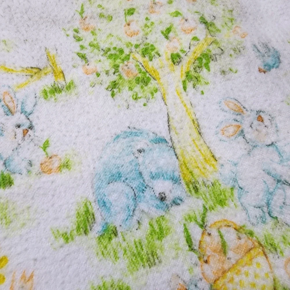 Vintage Dundae Receiving Blanket Pastel‎ Bunny Duck Kitten Bear Flannel Nursery